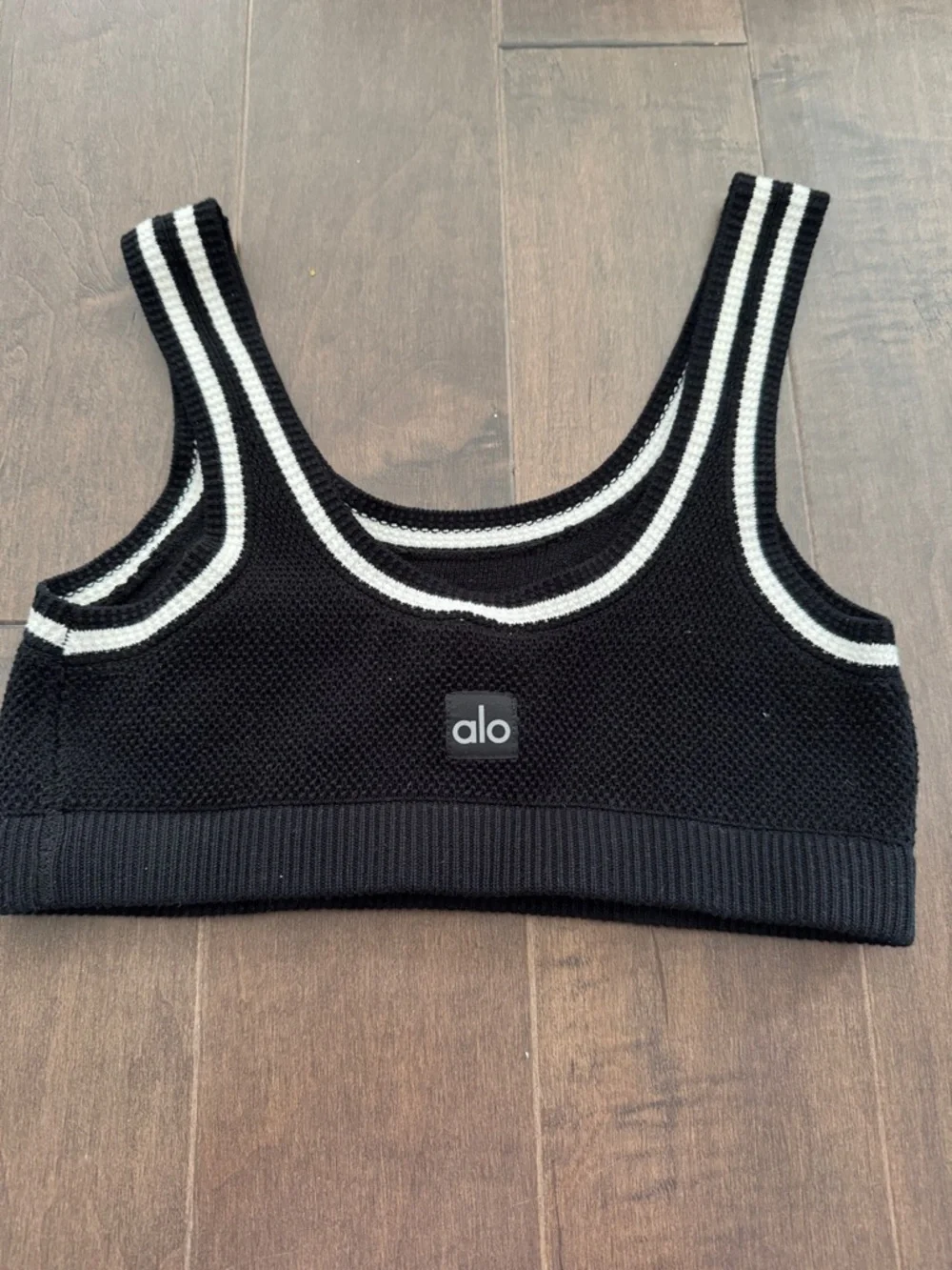 ALO Yoga Black Tennis Club Sweater Knit Skirt and bra top - Picture 4 of 5
